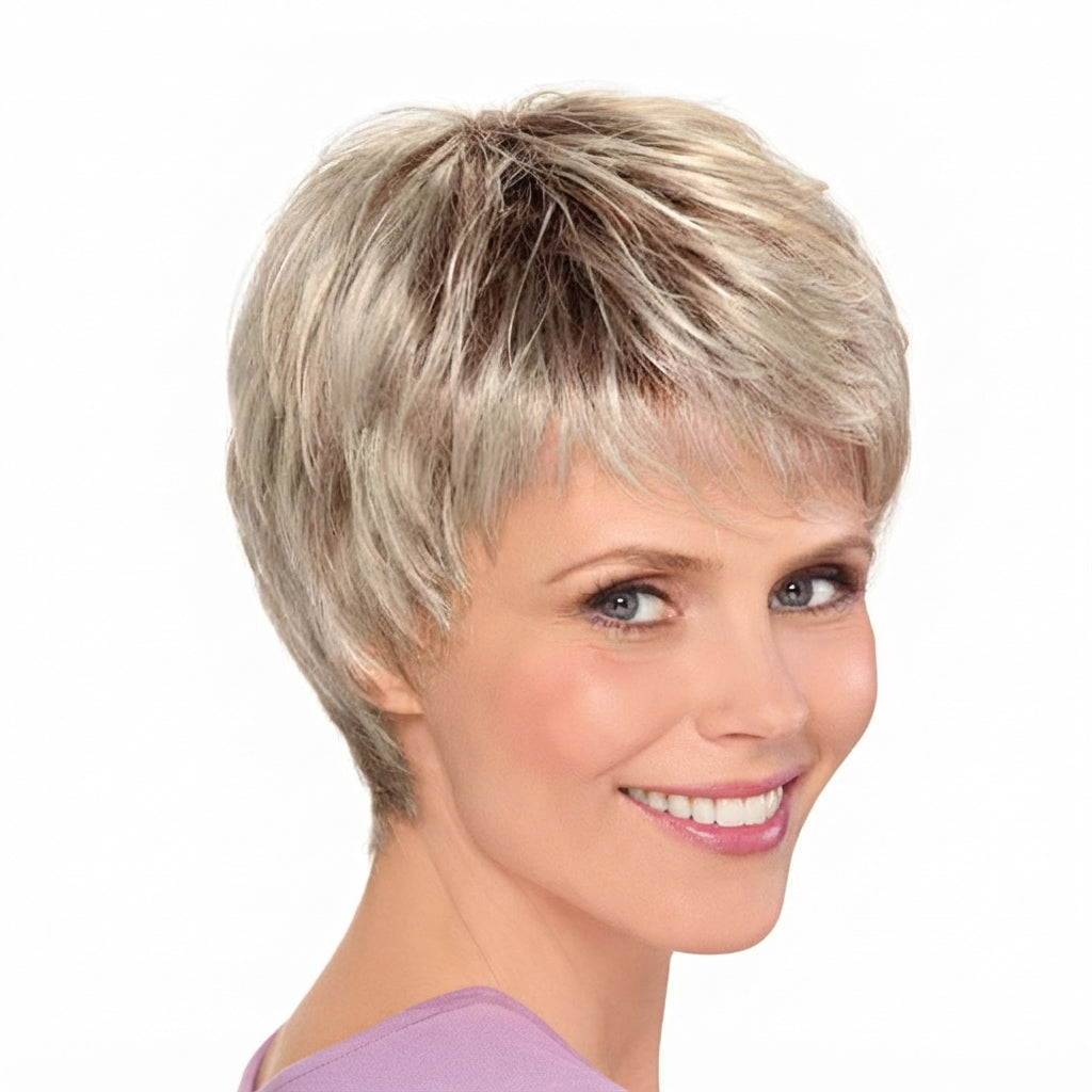 Ombre Champagne Blonde Short Straight Bob Full Wig for Women