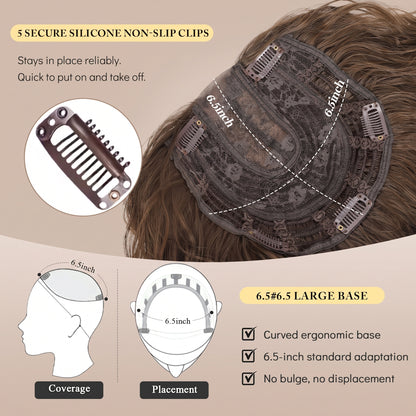 Wool Curl Hair Topper — Seamless Clip-In Piece for Instant Crown Volume & Thinning Roots