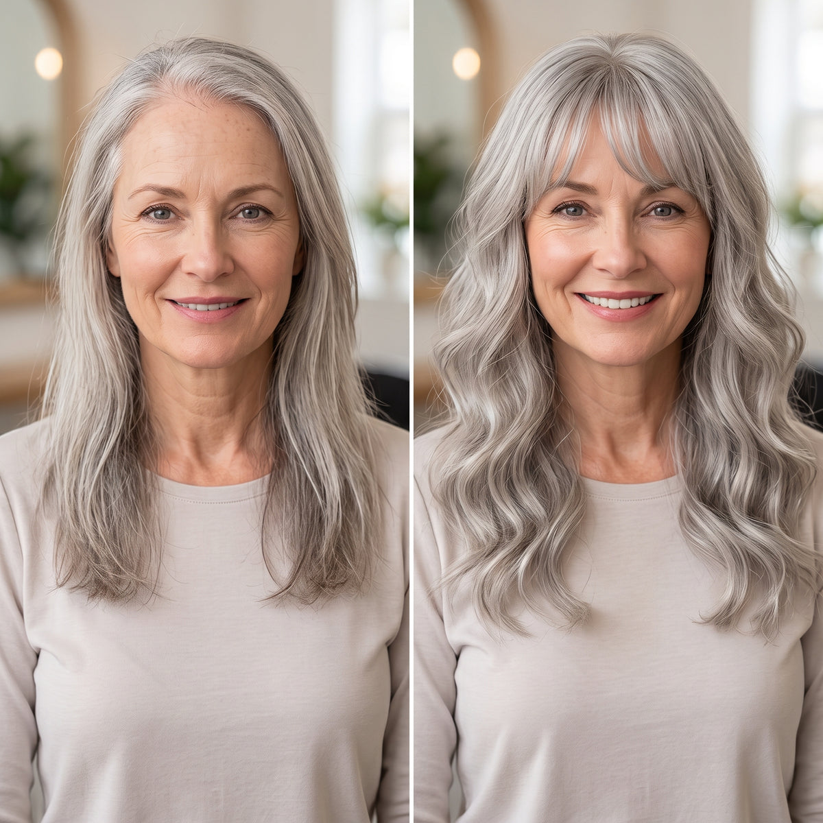 Luxury & Undetectable Natural Wavy Hair Topper With Bangs for Thinning Hair
