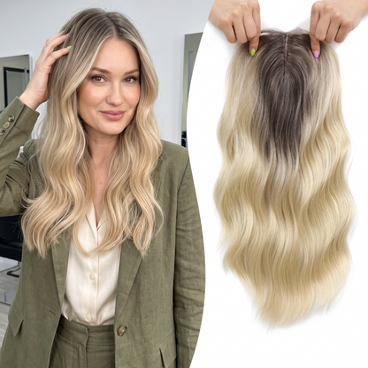 Seamless Wavy Hair Topper for Women – Natural Hairline & Crown Volume
