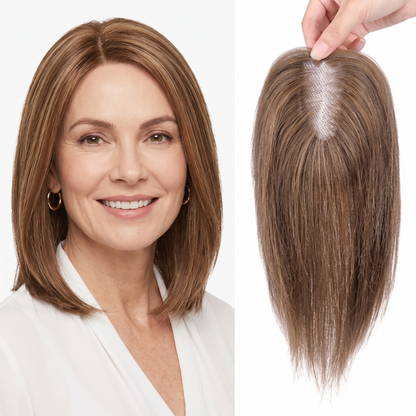 Natural Invisible Straight Hair Topper – Seamless Crown Volume for Thinning Hair