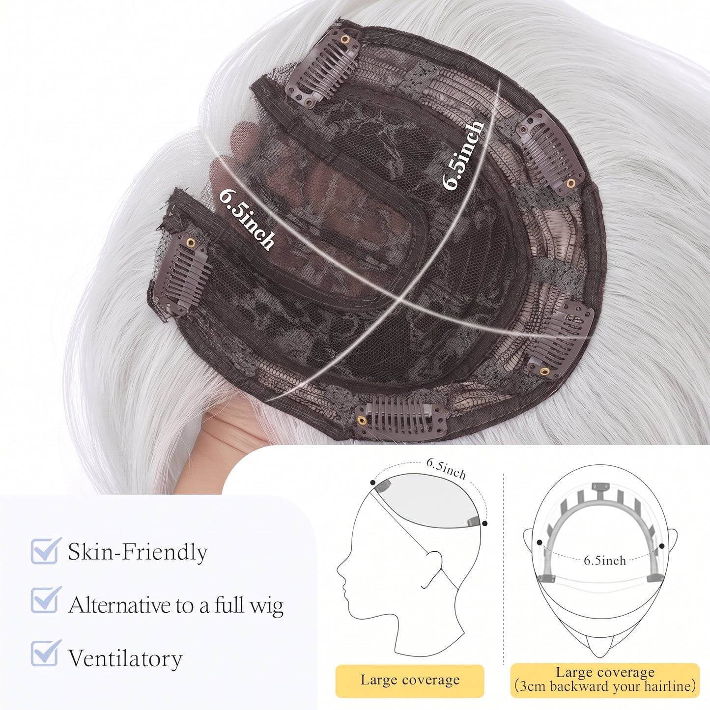 Natural Wavy Hair Topper for Crown Volume & Thinning Hair