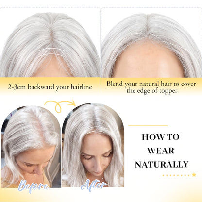 Natural Wavy Hair Topper for Crown Volume & Thinning Hair
