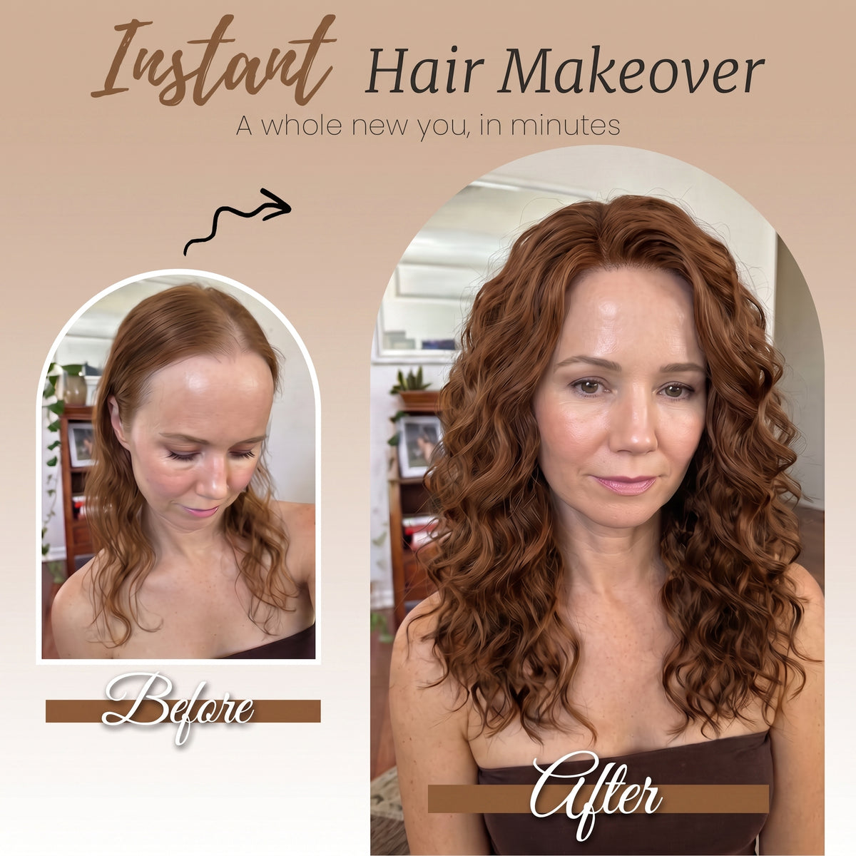 Wool Curl Hair Topper — Seamless Clip-In Piece for Instant Crown Volume & Thinning Roots