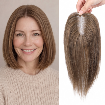Natural Invisible Straight Hair Topper – Seamless Crown Volume for Thinning Hair