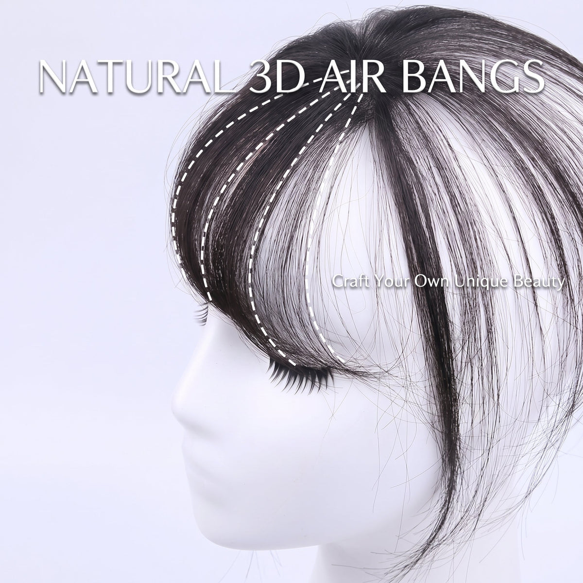 3D French Air Bangs Human Hair Topper for Women (2PCS)
