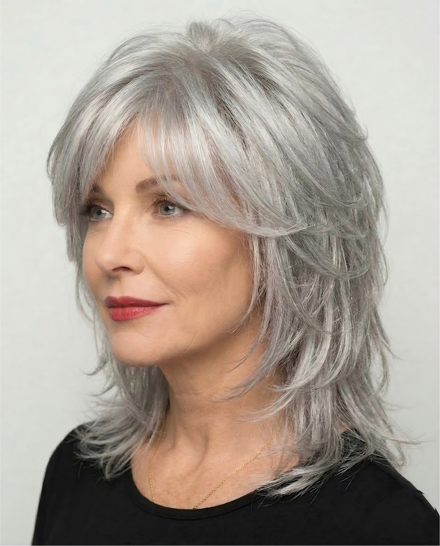 (Angie)  Curly Human Hair Topper and Wig With Side-parted Curtain Bangs