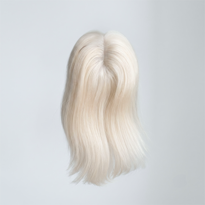 Topper de cabello humano virgen brasileño 100 % con base monocromática, atado a mano y plateado para mujer 【Preventa】 
