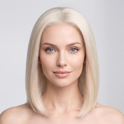 Topper de cabello humano virgen brasileño 100 % con base monocromática, atado a mano y plateado para mujer 【Preventa】 
