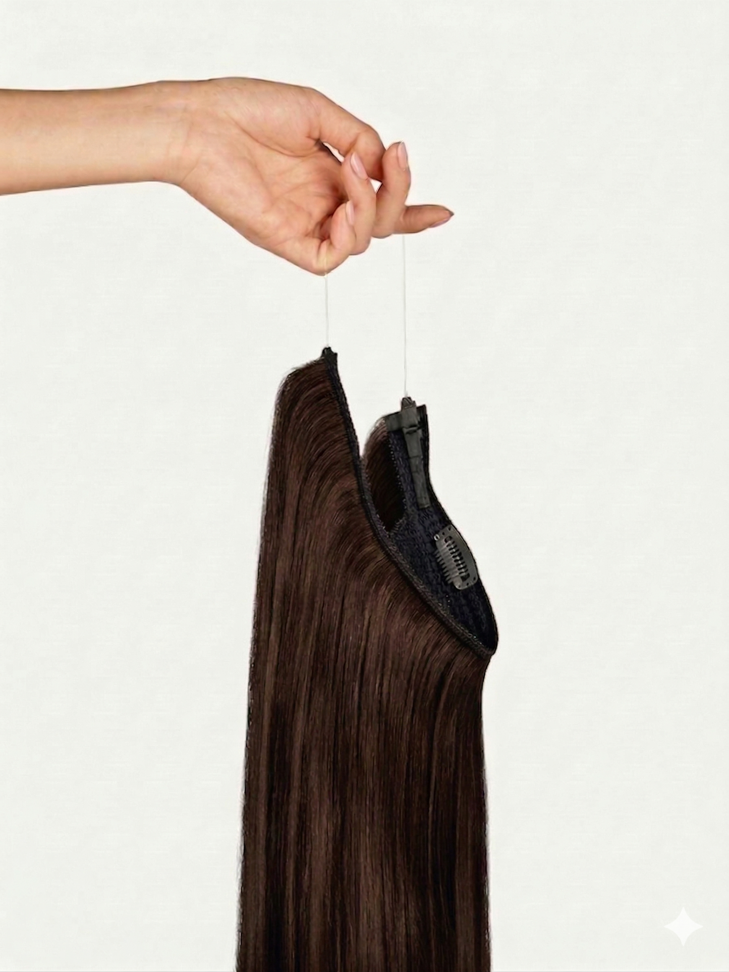 100% Human Hair Halo Extensions - Chocolate Brown