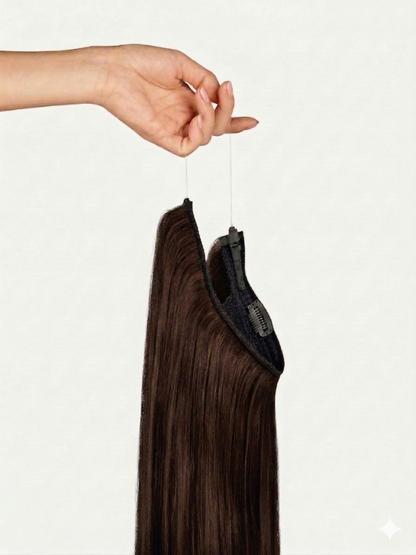 100% Human Hair Halo Extensions - Chocolate Brown