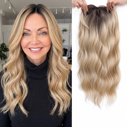 Seamless Wavy Hair Topper for Women – Natural Hairline & Crown Volume