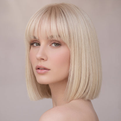 Straight Hair Topper with Bangs – Natural Volume Clip-in for Thinning Hair