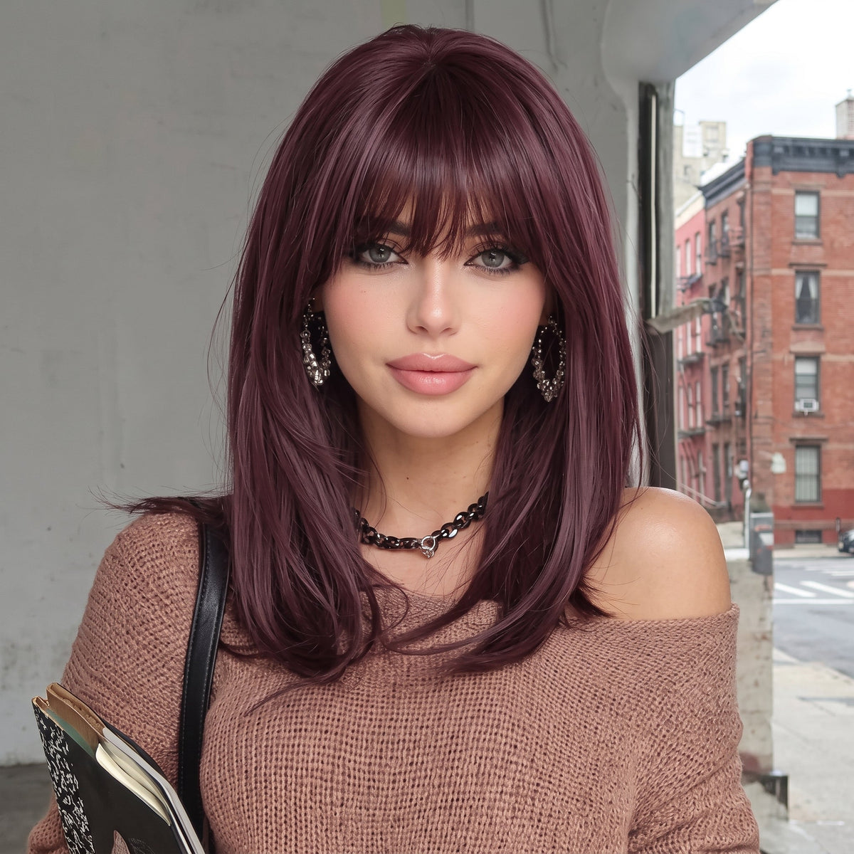Straight Hair Topper with Bangs – Natural Volume Clip-in for Thinning Hair