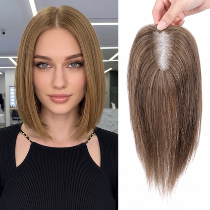 Natural Invisible Straight Hair Topper – Seamless Crown Volume for Thinning Hair