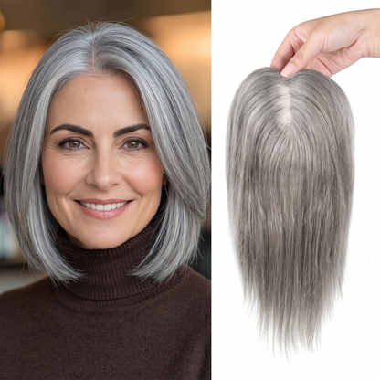 Natural Invisible Straight Hair Topper – Seamless Crown Volume for Thinning Hair