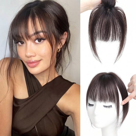 3D French Air Bangs Human Hair Topper for Women (2PCS)