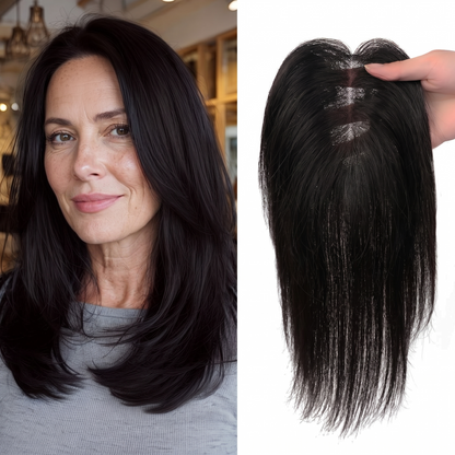 Natural Invisible Straight Hair Topper – Seamless Crown Volume for Thinning Hair