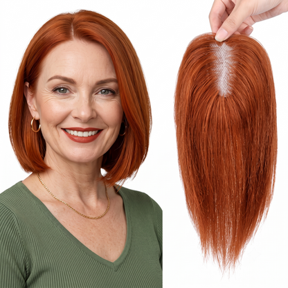 Natural Invisible Straight Hair Topper – Seamless Crown Volume for Thinning Hair