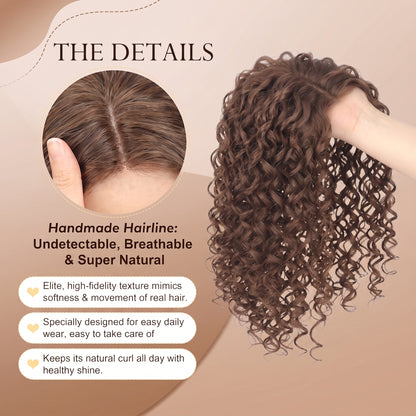Wool Curl Hair Topper — Seamless Clip-In Piece for Instant Crown Volume & Thinning Roots