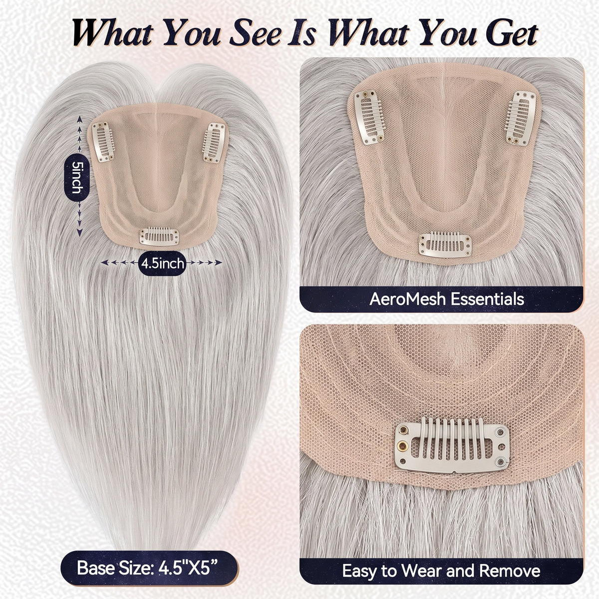 Middle Part Straight Hair Topper for Thinning Hair – Clip In Crown Volume