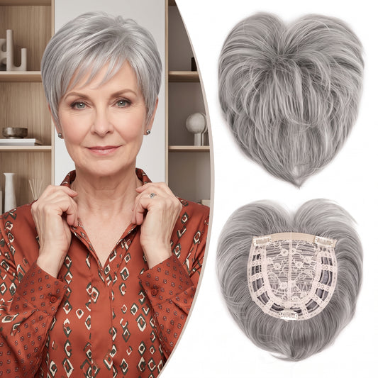 Hot Sale Breathable & Natural Short Hair Topper For Women With Thinning Hair