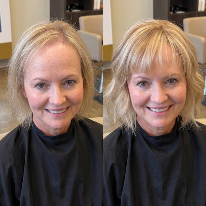Natural Wavy Clip-In Hair Topper with Bangs | Full Crown Coverage for Thinning Hair