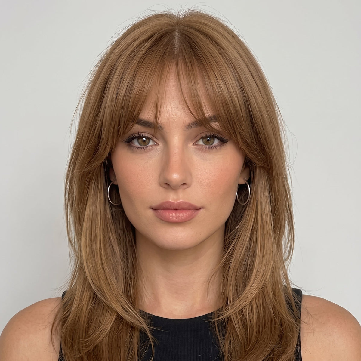 Straight Hair Topper with Bangs – Natural Volume Clip-in for Thinning Hair