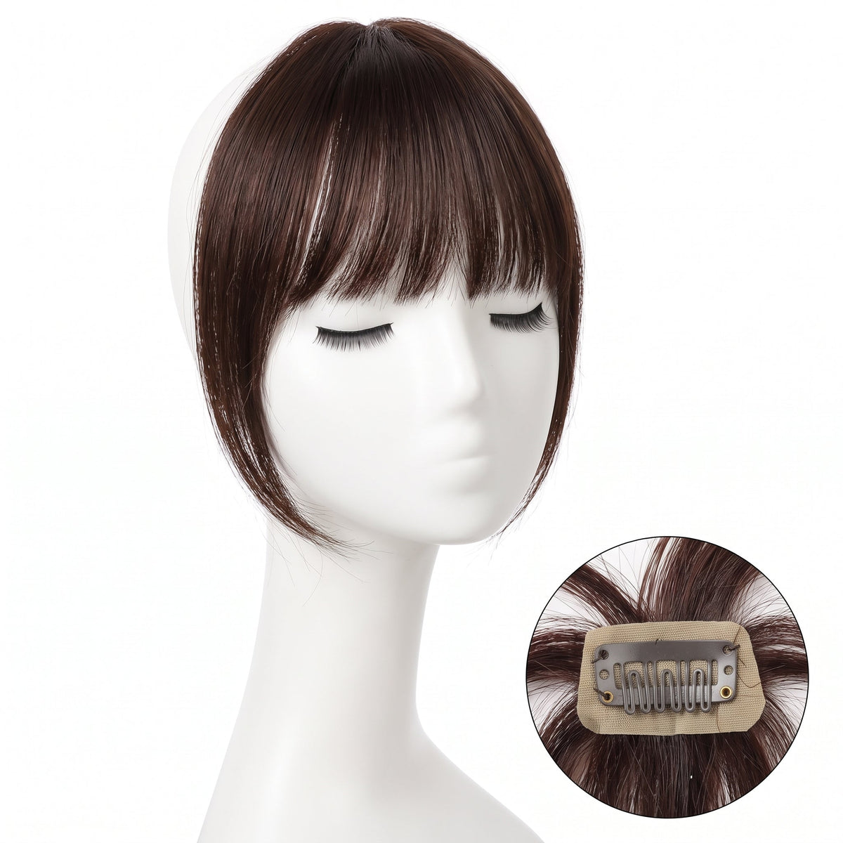 3D French Air Bangs Human Hair Topper for Women (2PCS)