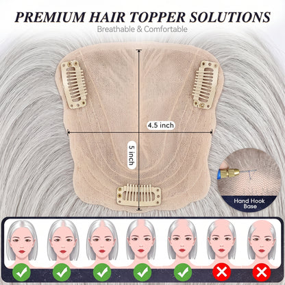 Middle Part Straight Hair Topper for Thinning Hair – Clip In Crown Volume