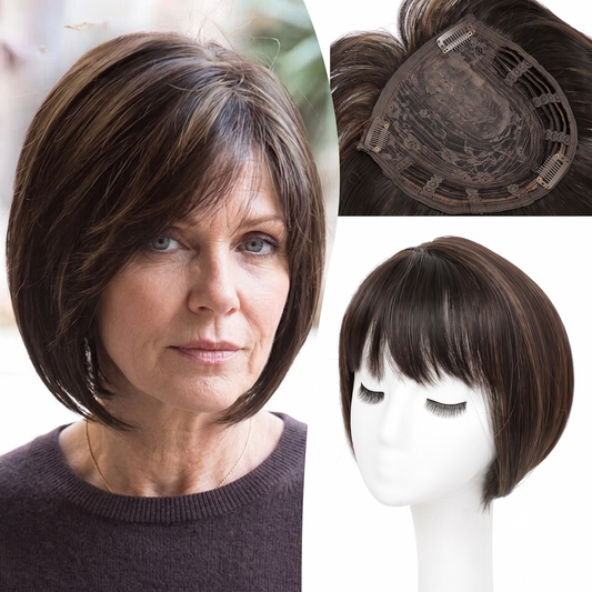 Lightweight & Breathable Clip-In Crown Topper — Natural Volume & Seamless Comfort