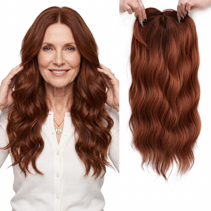 Seamless Wavy Hair Topper for Women – Natural Hairline & Crown Volume