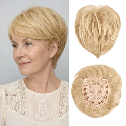 2025年ホットセール 通気性とナチュラル性に優れた薄毛女性用ショートヘアトッパー