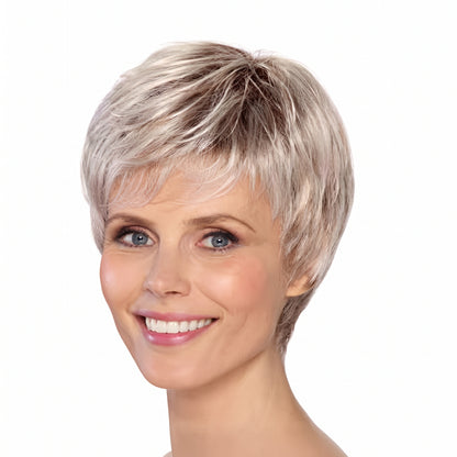 Ombre Champagne Blonde Short Straight Bob Full Wig for Women