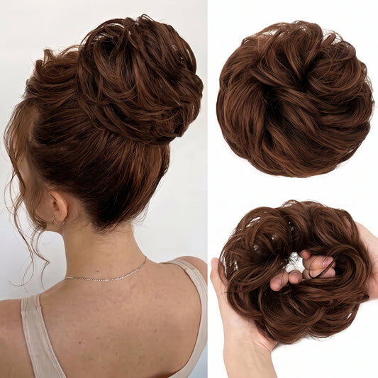 100% Human Hair Messy Bun Scrunchie – Volumizing Bun Hairpiece (2PCS)
