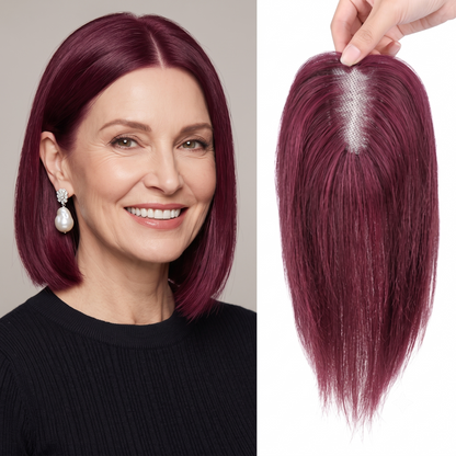 Natural Invisible Straight Hair Topper – Seamless Crown Volume for Thinning Hair