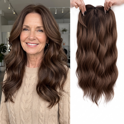 Seamless Wavy Hair Topper for Women – Natural Hairline & Crown Volume