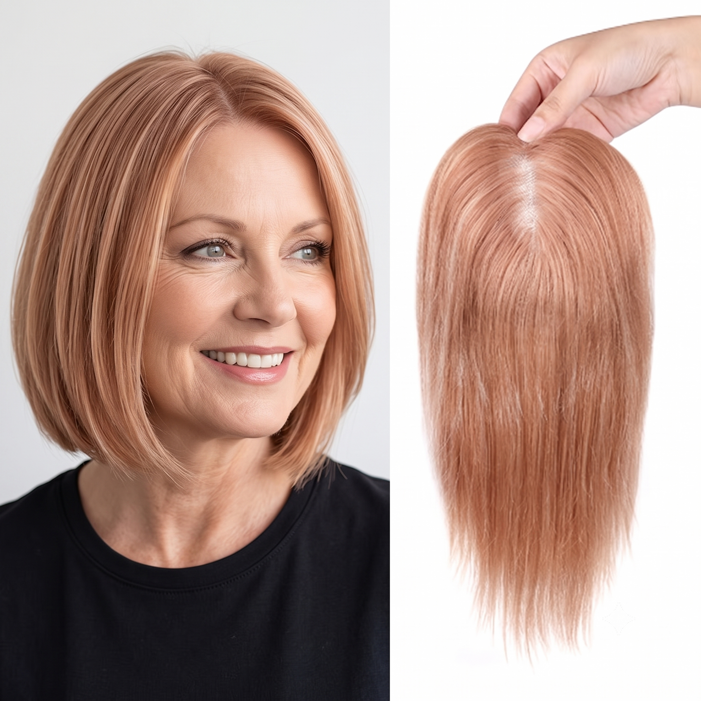 Natural Invisible Straight Hair Topper – Seamless Crown Volume for Thinning Hair