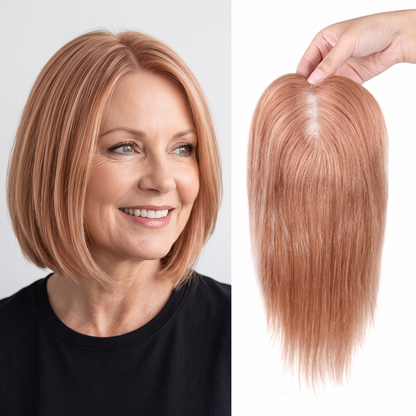 Natural Invisible Straight Hair Topper – Seamless Crown Volume for Thinning Hair