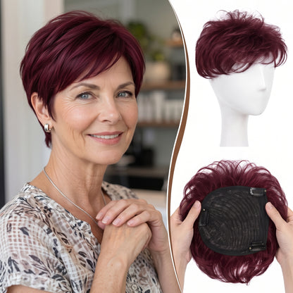 Instant Volume Short Hair Topper - Seamless Clip-In Coverage for Fine & Thinning Hair