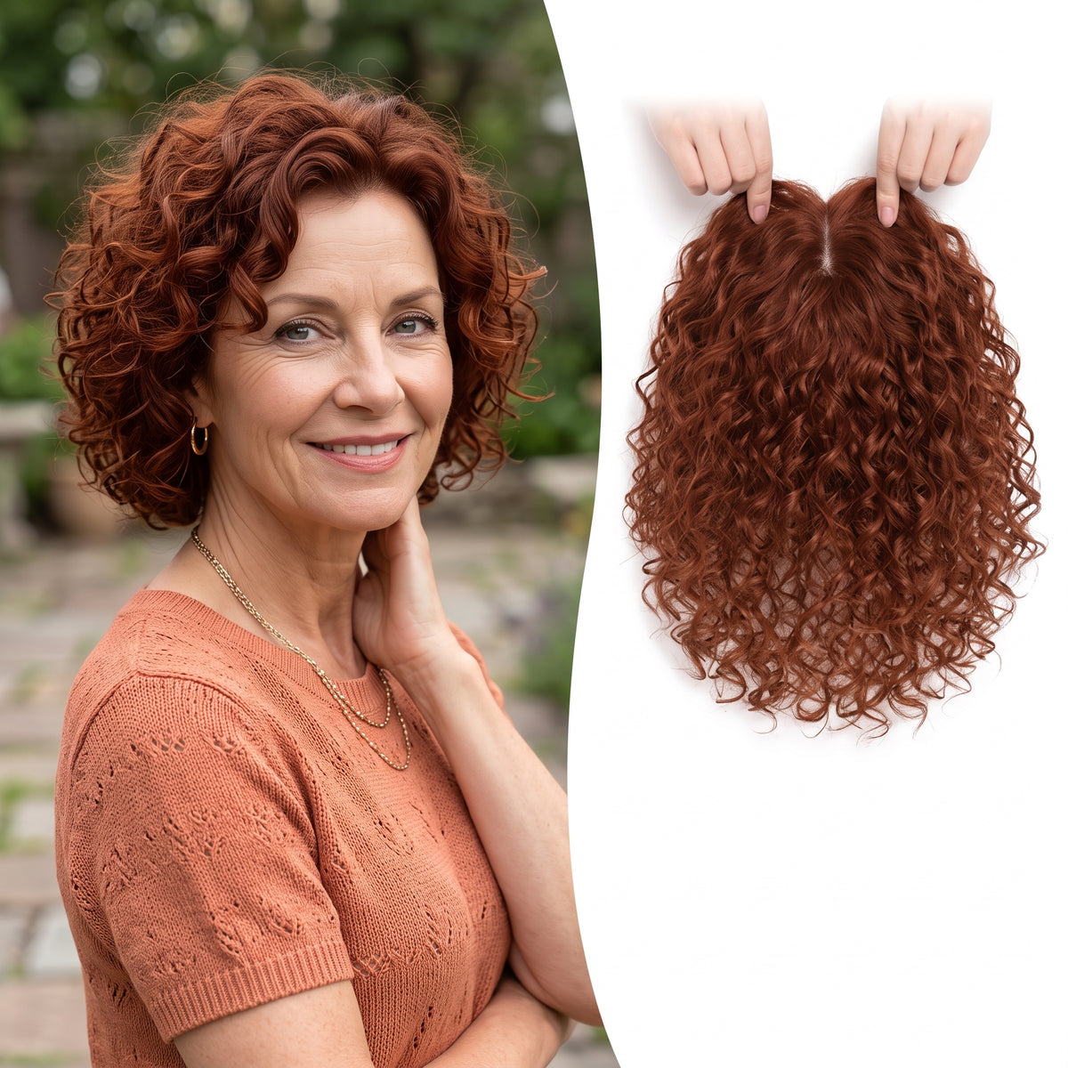 Wool Curl Hair Topper — Seamless Clip-In Piece for Instant Crown Volume & Thinning Roots