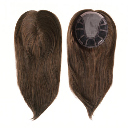 6"x7" Human Hair Topper for Thinning Hair – Clip-in Crown Hairpiece with Breathable Base