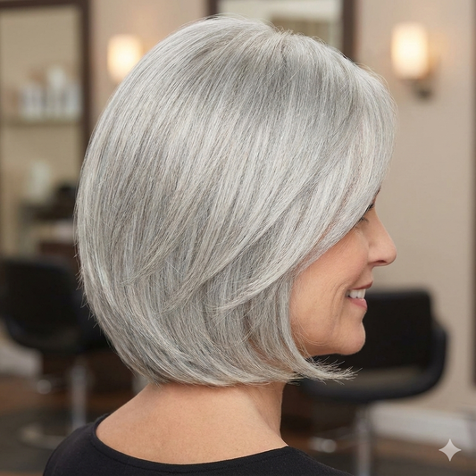 7*10cm グレーナチュラルヘアトッパー 女性用 薄毛をカバーしボリュームアップ