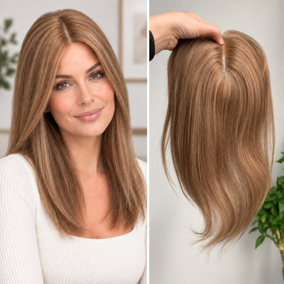 10×12 cm Mono Base Short Straight Human Hair Topper
