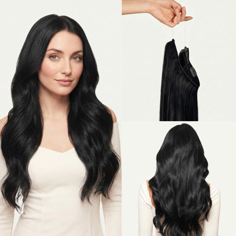 100% Human Hair Halo Extensions - Chestnut Brown Balayage