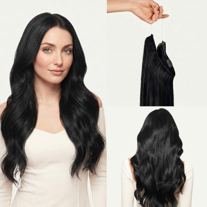 100% Human Hair Halo Extensions - Ash Brown Highlights