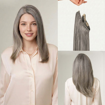 100% Human Hair Halo Extensions - Medium Natural Brown