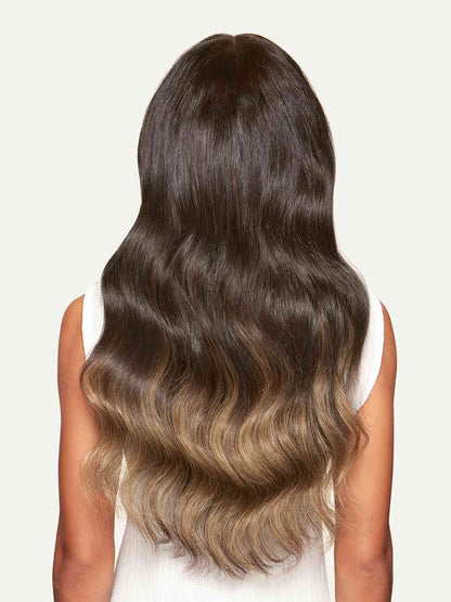 100% Human Hair Halo Extensions - Mocha Bronde Balayage