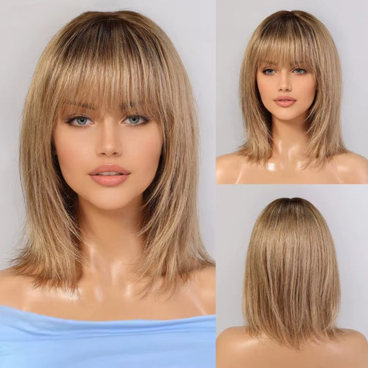 Balayage ombré de 5,5" x 5" con cabello humano, sin flequillo 