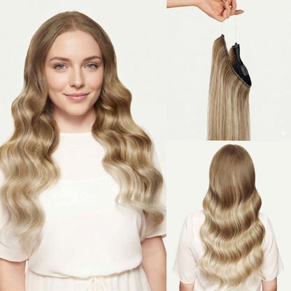 100% Human Hair Halo Extensions - #4p/27